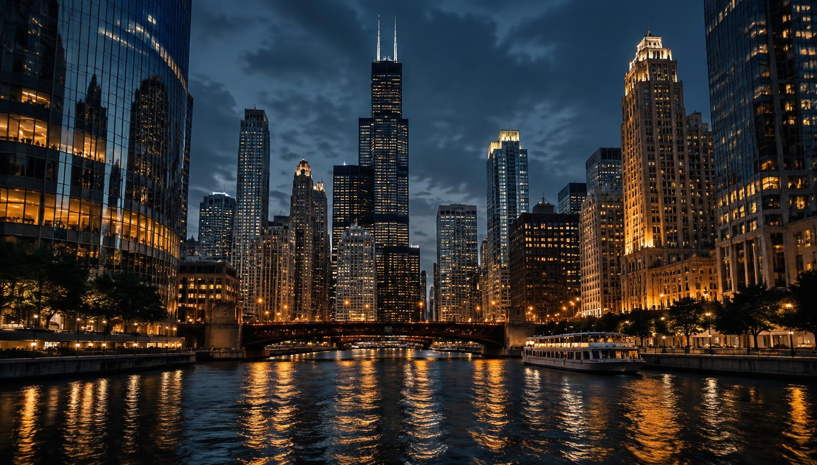 Chicago skyline at night